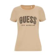 Guess Bomull Logo T-shirt - Beige Beige, Dam