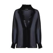 Tom Ford Sidens V-ringad Blus i Svart Black, Dam