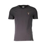 Aeronautica Militare Svart Bomull V-Hals Logo T-Shirt Black, Herr