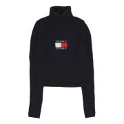 Tommy Hilfiger Melange Halsduk Flagga Tröja Svart Black, Dam