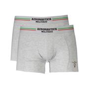 Aeronautica Militare Grå Bomulls Boxershorts Bi-Pack Gray, Herr