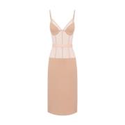 Elisabetta Franchi Stilfull Klänning Kollektion Beige, Dam