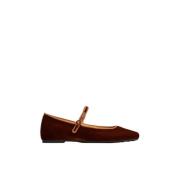 Tod's Sammet Ballerinaskor med Knapprem Brown, Dam