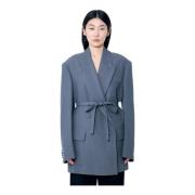 Dries Van Noten Ullblandning Dubbelknäppt Blazer Gray, Dam