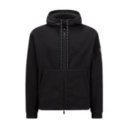 Moncler Vinter Zip-Up Hoodie med Nyloninsatser Black, Herr