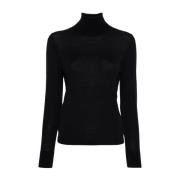 Allude Turtlenecktröja i Flatstickat Black, Dam