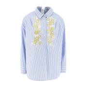 Ermanno Scervino Blommig Broderad Randig Skjorta Blue, Dam