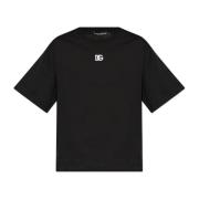 Dolce & Gabbana T-shirt med broderad logotyp Black, Dam