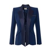 Elisabetta Franchi Blå Dam Blazer Crêpe Jacka Blue, Dam