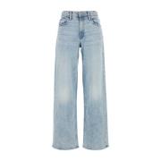 Mother Stretch Denim Zip Sneak Jeans Blue, Dam