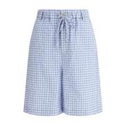 Marni Bomull Vichy Shorts med Justerbar Passform Blue, Herr