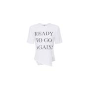 Elisabetta Franchi Asymmetrisk Jersey T-shirt med Bokstäver White, Dam