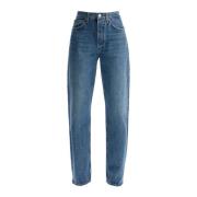 Agolde Hög midja avslappnad rak jeans Blue, Dam