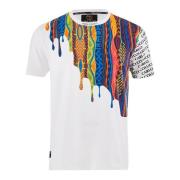 Carlo Colucci Stickad Tryck Oversize Herr T-shirt Multicolor, Herr