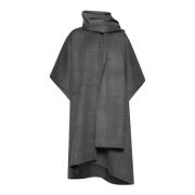 TotêMe Merino Wool Poncho-Style Sweater in Grey Gray, Dam