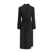 MM6 Maison Margiela Elegant Ull Trenchcoat med Revers Black, Dam