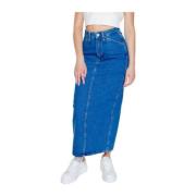 Calvin Klein Jeans Lång Bomullsblandad Kjol Blue, Dam