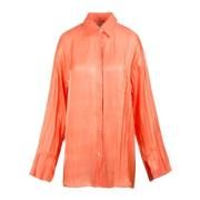 Jucca Blank satin skjorta med spetskrage Orange, Dam