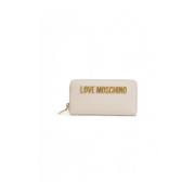 Love Moschino Beige Stor Plånbok med Flera Fack Beige, Dam