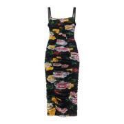 Dolce & Gabbana Elegant Blommig Midi Klänning Multicolor, Dam