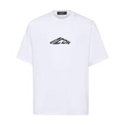 Dsquared2 Vit Bomull T-shirt med Svart Logotyp White, Herr