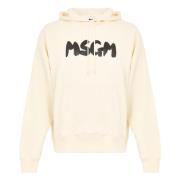 Msgm Vit Bomull Huva Sweatshirt White, Herr