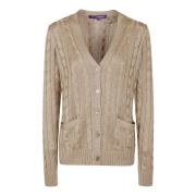 Ralph Lauren Cardi Cable-Långärmad-Cardigan Beige, Dam