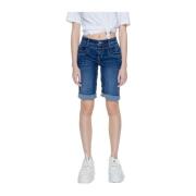 Street One Bomull Bermuda Shorts Blue, Dam