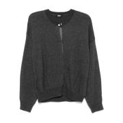 Liu Jo Grå Ull Cardigan Sweater Aw24 Gray, Dam