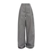 Maison Margiela Högmidjade Breda Ben Byxor Grigio Gray, Dam