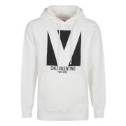 Valentino Garavani Ivory Jersey Sweatshirt Mönster White, Dam