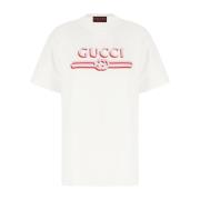 Gucci Avslappnad Bomull T-shirt för Män White, Dam