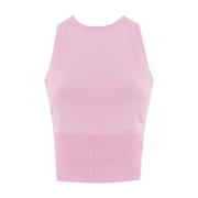 Ermanno Scervino Åtsittande Top med Ribbat Motiv Pink, Dam