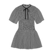 Ganni Rutig Mini Smock Klänning Black, Dam