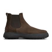 Tod's Brun Mocka Ankelboots, Rund Tå Brown, Herr