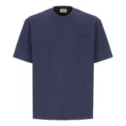 Autry Blå Bomull T-shirt med Crew Neckline Blue, Herr