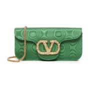 Valentino Garavani Grön Läder Crossbody Väska med Swarovski Green, Dam