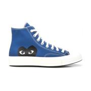 Comme des Garçons Play Blå Hjärta Sneakers Hög Topp Bomull Blue, Herr