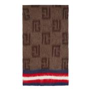 Balmain Borstad Mohairhalsduk med Monogram Brown, Dam