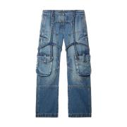 Off White Klassiska Denim Jeans för Vardagsbruk Blue, Dam