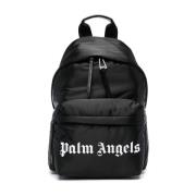 Palm Angels Logotyp Tryck Svart Ryggsäck Black, Herr