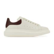 Alexander McQueen Vita lädersneakers med burgundy häl White, Herr