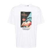 Undercover Vit Bomull T-shirt med Multifärgtryck White, Herr