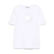 Max Mara Vit Logo Print Crew Neck T-shirt White, Dam