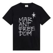 Isabel Marant Étoile Tryckt Bomull T-shirt Rund Hals Kort Ärm Black, D...