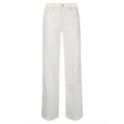 7 For All Mankind Utställda Stretch Bomullsjeans med Medium Midja Whit...