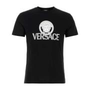 Versace Klassisk Svart Bomull T-shirt Black, Herr