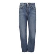 Agolde Högmidjade raka jeans Blue, Dam