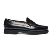 Sebago Klassisk läder mockasin sko Black, Dam