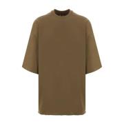 Rick Owens Oversized Bomull T-shirt i Khaki Green, Herr